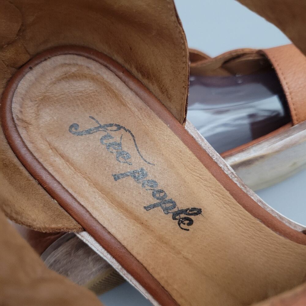 Free People Tan Leather Braided Cutout Sandals - Picture 11 of 12